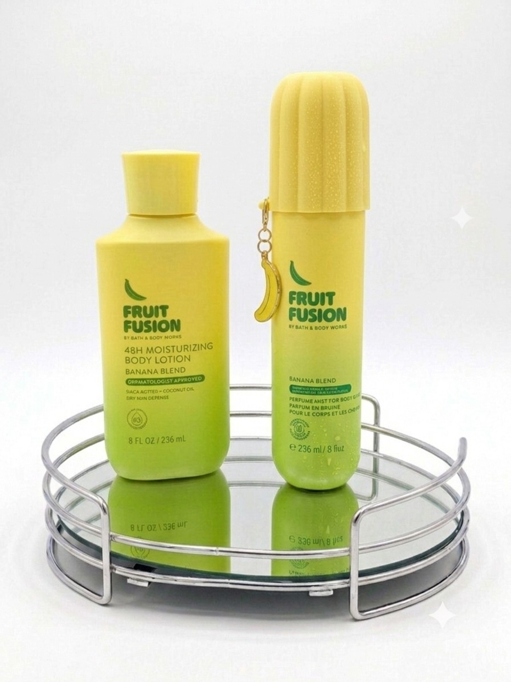 Bath & Body Works Fruit Fusion Banana Blend Lotion & Full Size Mist Yellow